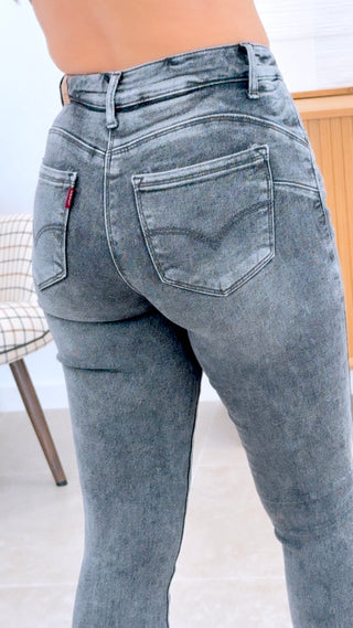 PANTALÓN PITILLO FAJA GRIS