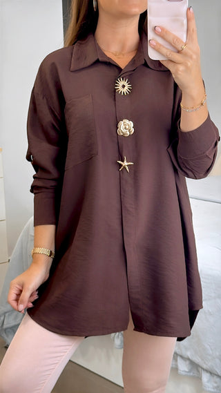 CAMISA BROCHE FLOR