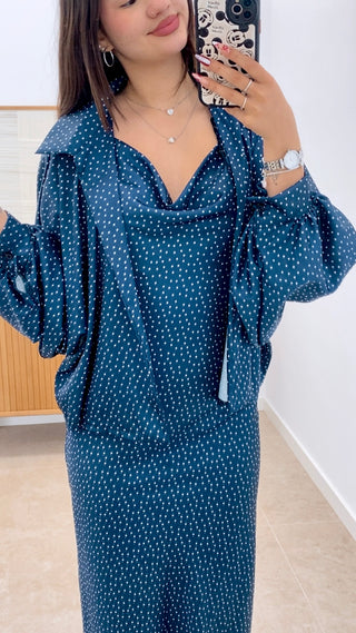 CONJUNTO VESTIDO Y REBECA LUNARES