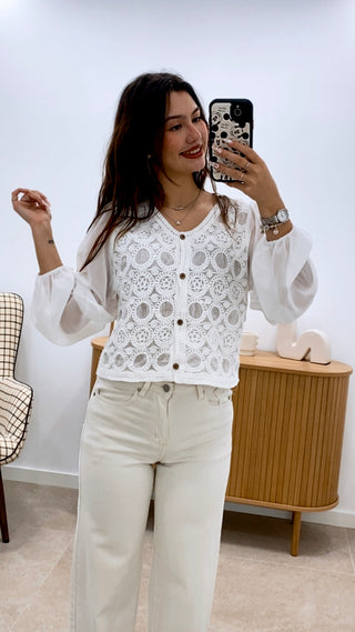 CAMISA BORDADA CROCHE