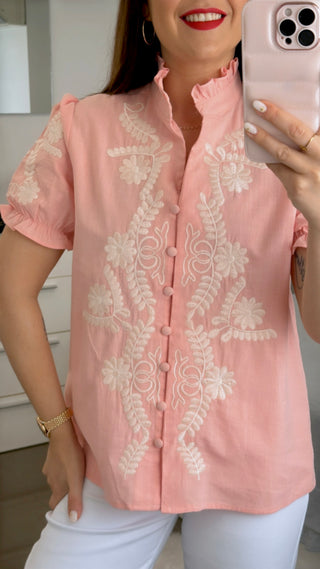 CAMISA MANGA CORTA BORDADA