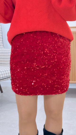 FALDA CORTA LENTEJUELAS NAVIDAD