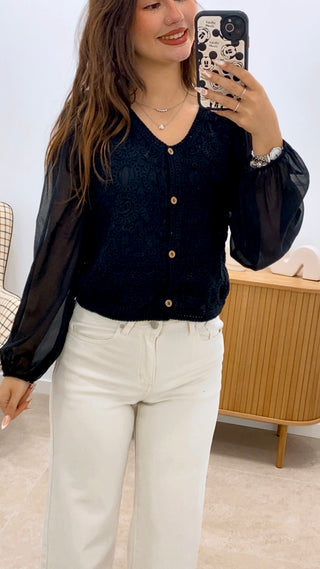 CAMISA BORDADA CROCHE