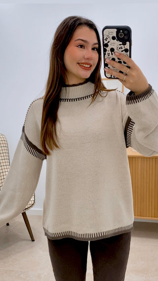 SUÉTER COSTURA BICOLOR