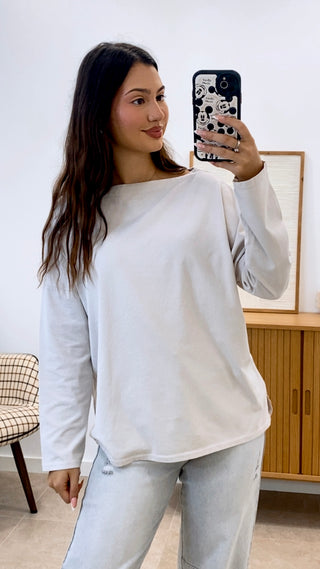CAMISETA MANGA LARGA CUELLO ANCHO