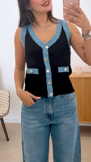 CAMISETA + DENIM CHALE