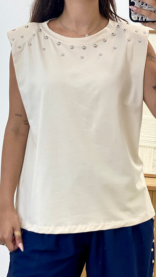 CAMISETA HOMBRERAS Y TACHAS