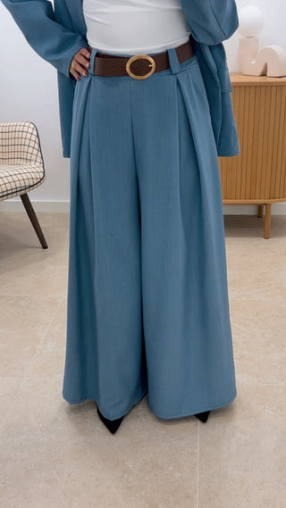 PANTALÓN BÁSICO ENGOMADO CON CINTURÓN