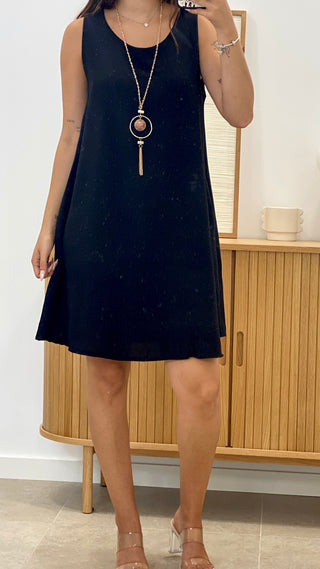 VESTIDO CORTO SIN MANGAS CON COLLAR