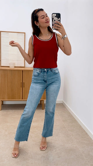TOP TIRANTE ANCHO BORDE COLOR