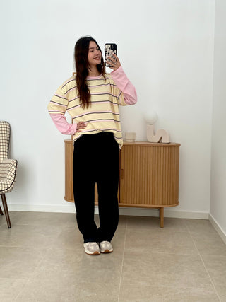 CAMISETA RAYAS MANGAS COMBINADAS