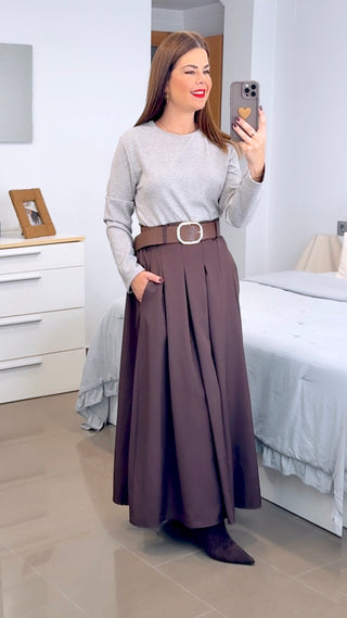 VESTIDO COMBINADO MANGA LARGA