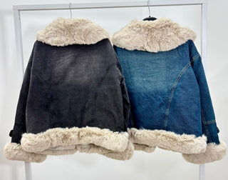 CHAQUETA DENIM + PELO