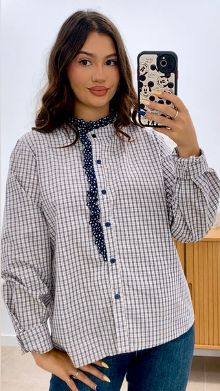 CAMISA CUADRITOS DETALLE FLOR