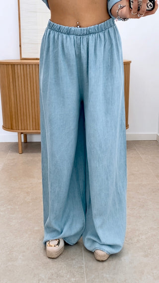 CONJUNTO DENIM PANTALÓN + CAMISA NUDO
