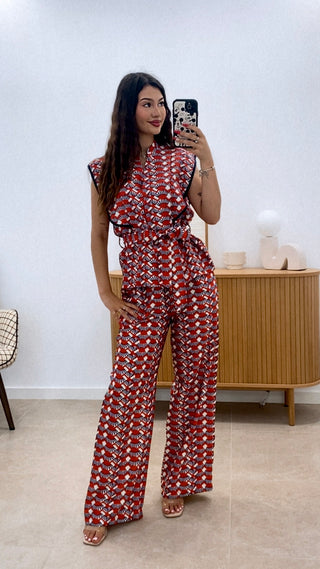 CONJUNTO DE CAMISA SIN MANGAS Y PANTALÓN ESTAMPADOS
