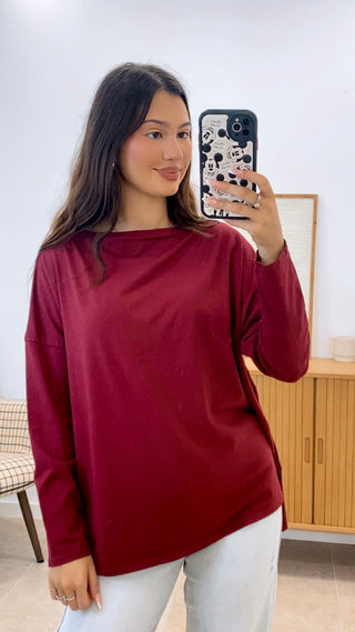 CAMISETA MANGA LARGA CUELLO ANCHO
