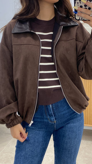 CHAQUETA CUELLO POLIPIEL Y CREMALLERA