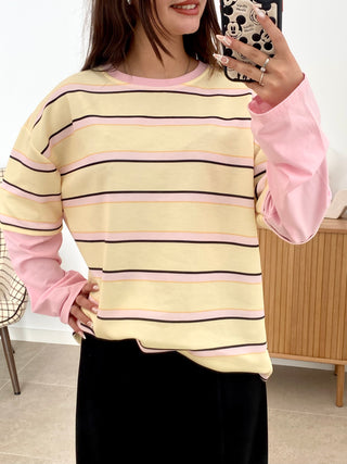 CAMISETA RAYAS MANGAS COMBINADAS