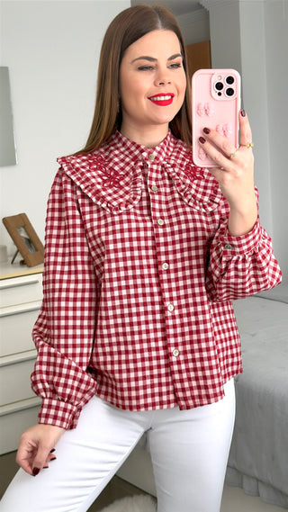 CAMISA VICHY BORDADA