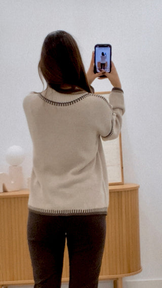 SUÉTER COSTURA BICOLOR