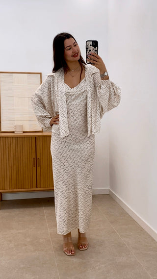 CONJUNTO VESTIDO Y REBECA LUNARES