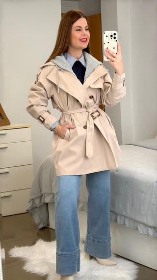 GABARDINA CAPUCHA GRIS