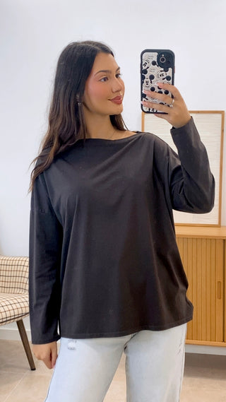 CAMISETA MANGA LARGA CUELLO ANCHO