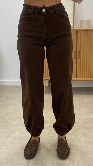 PANTALÓN BOMBACHO DENIM MARRÓN