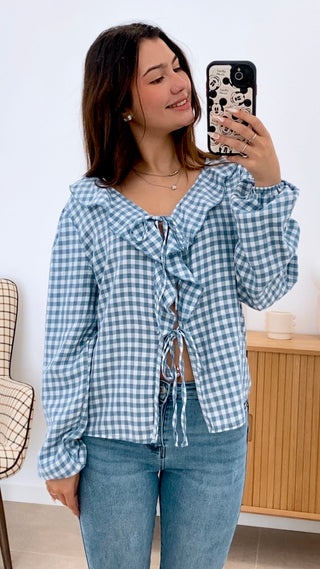 BLUSA VICHY VOLANTE LAZADAS