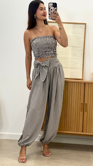 CONJUNTO VICHY BANDA + PANTALÓN ABIERTO