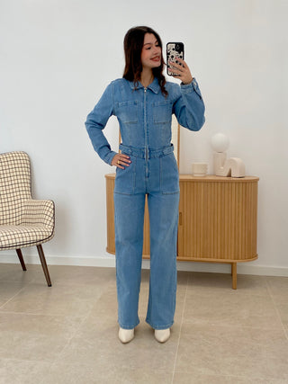 LONG SLEEVE DENIM JUMPSUIT