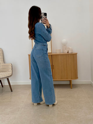 LONG SLEEVE DENIM JUMPSUIT