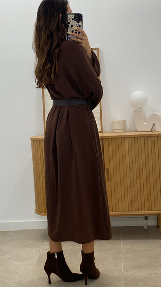 VESTIDO LARGO CAMISERO + CINTURÓN POLIPIEL