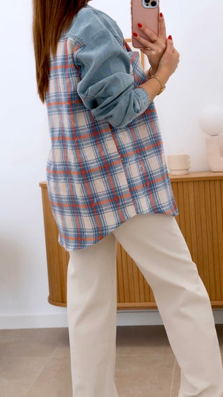 CAMISA COMBINADA MANGAS DENIM