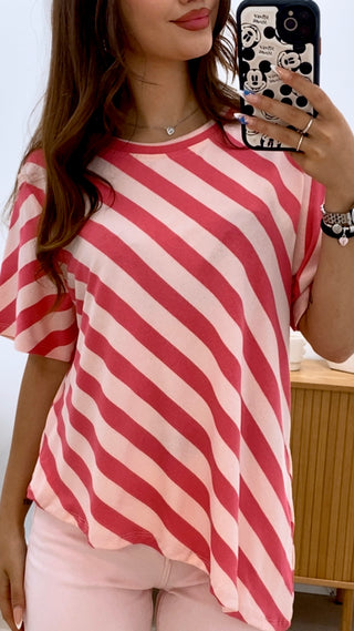 CAMISETA RAYAS ASIMÉTRICA