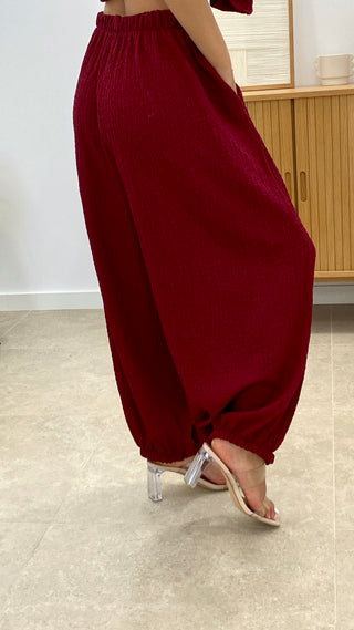CONJUNTO CHALECO CRUZADO Y PANTALÓN BOMBACHO  CREPÉ