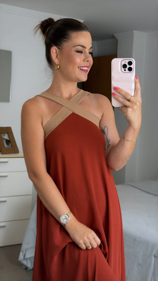 VESTIDO CRUZADO BICOLOR