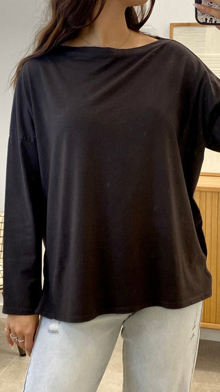 CAMISETA MANGA LARGA CUELLO ANCHO