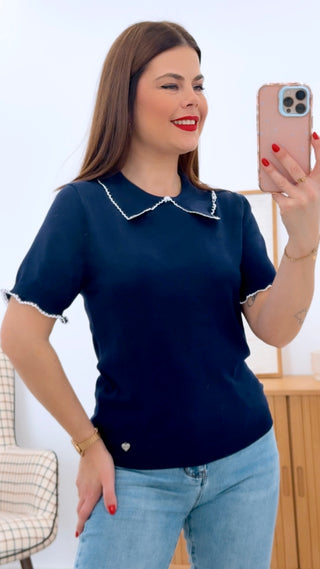 CAMISETA POLO CUELLO SOLAPADO