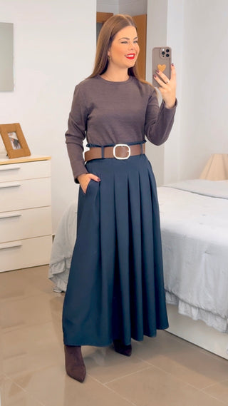 VESTIDO COMBINADO MANGA LARGA