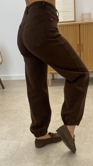 PANTALÓN BOMBACHO DENIM MARRÓN