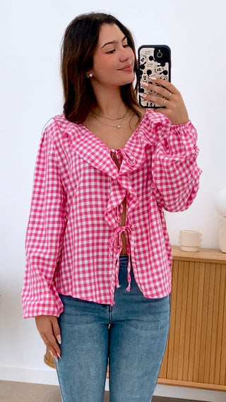 BLUSA VICHY VOLANTE LAZADAS