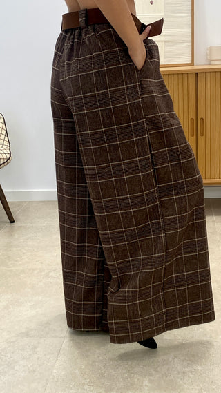 PANTALÓN CUADROS Y CINTURÓN ANTCUA