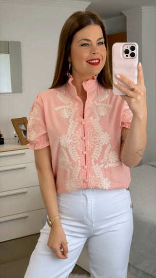 CAMISA MANGA CORTA BORDADA