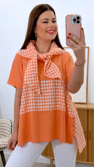 CAMISETA COMBINADA + PAÑUELO VICHY