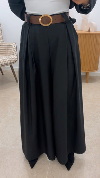 PANTALÓN BÁSICO ENGOMADO CON CINTURÓN