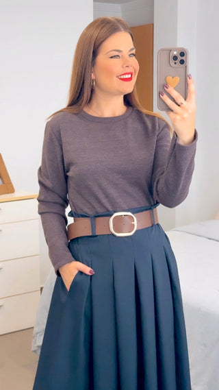 VESTIDO COMBINADO MANGA LARGA