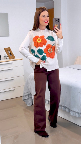 CHALECO FLOR NARANJA