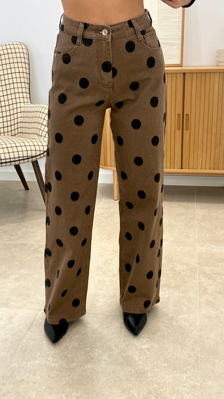 PANTALÓN DENIM LUNARES WIDE LEG